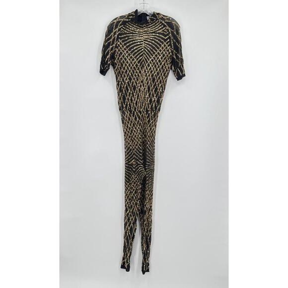 Slick it Up New York Mens Black Gold Sequin Short Sleeve...
